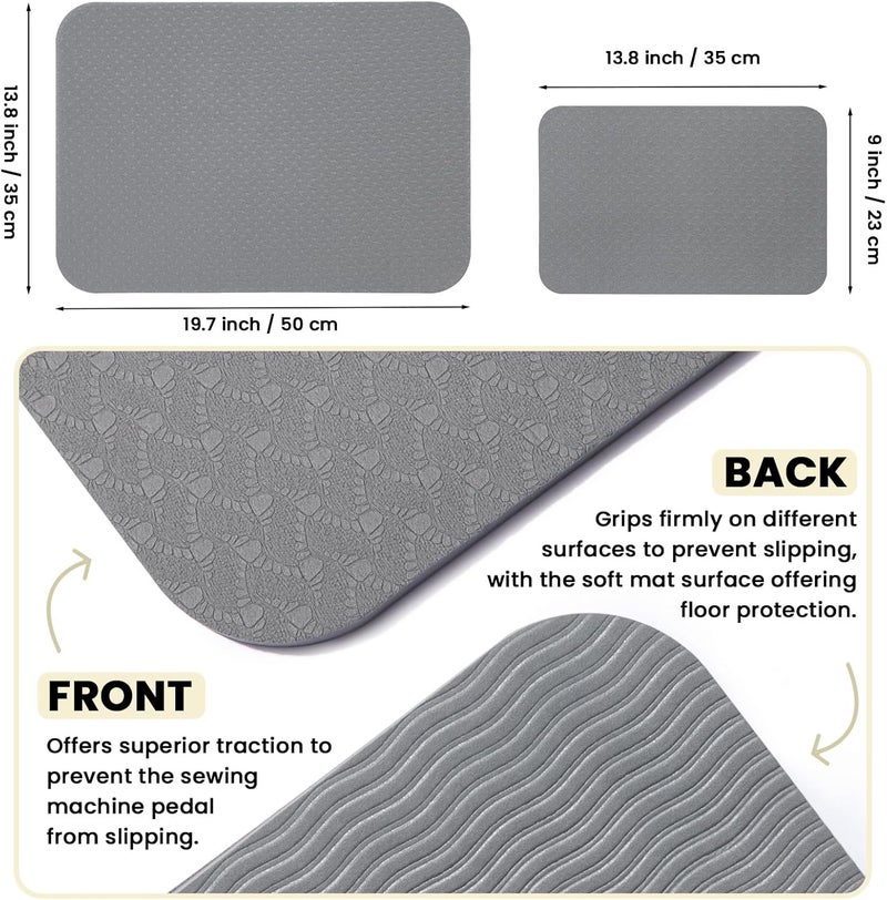 Udefineit 2PCS Sewing Machine Mats, Non Slip & Reduce Vibrations Movements Sewing Machine Muffling Mat Pedal Mat, Sewing Machine and Sergers Accessory, 2 Sizes Stay in Place Machine Pads - Gray - Image 5